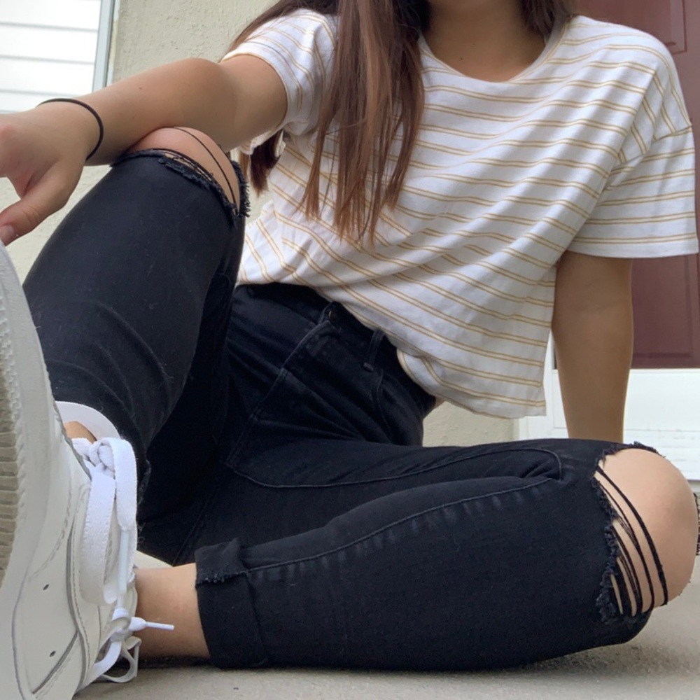 Striped Forever 21 Yellow Tee